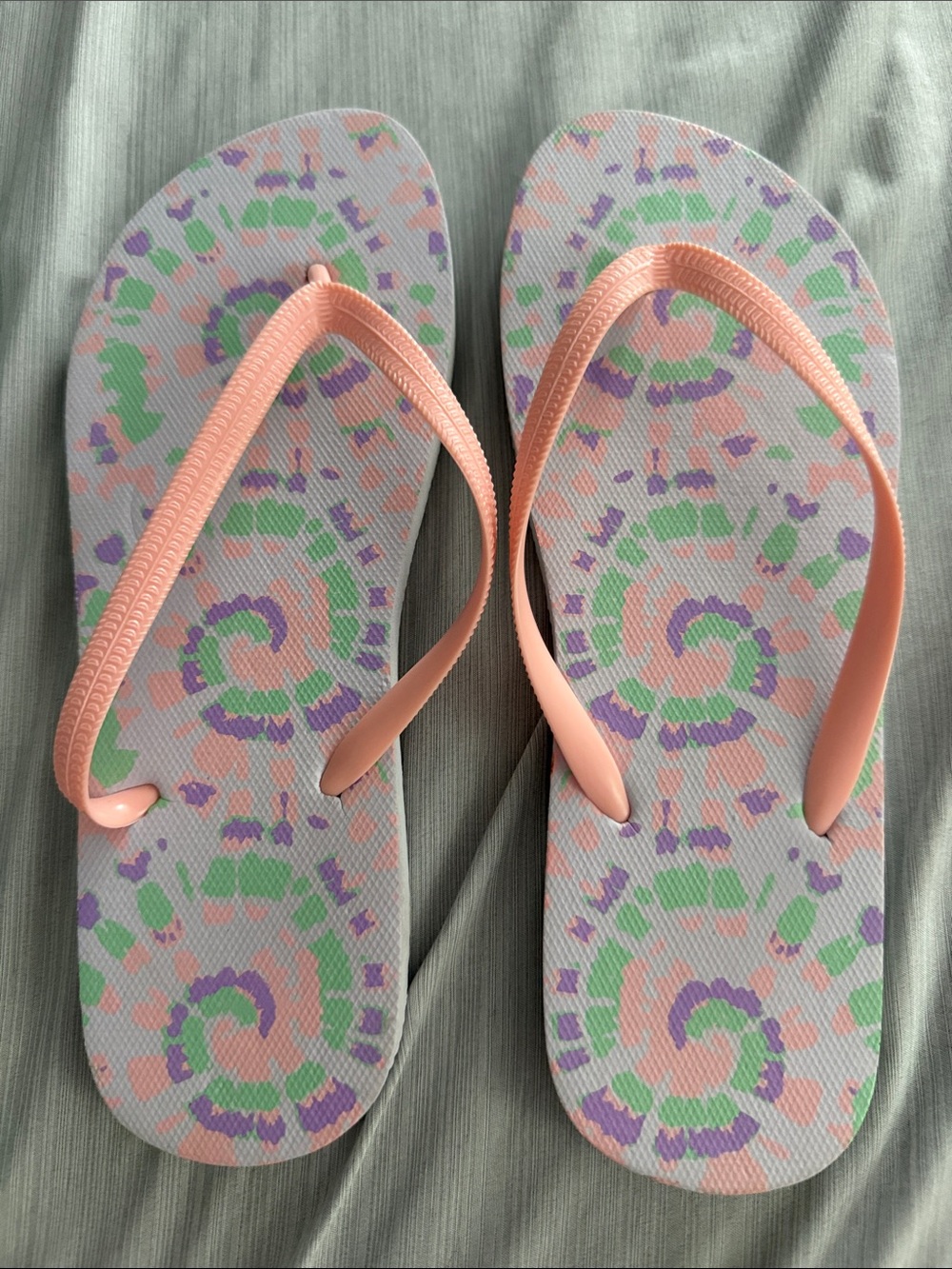 Pastel Swirl Flip Flops - Peach Straps